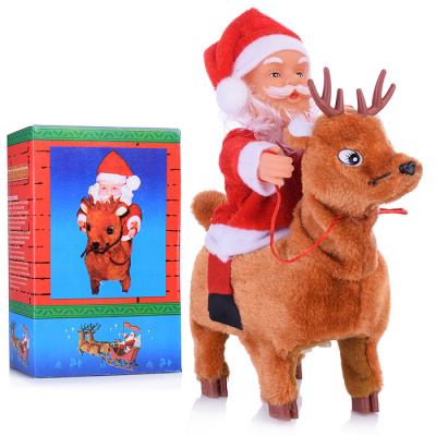 Дед Мороз 1345 на олене на батар.в кор.19,5х13х7см  — продажа оптом и в розницу в интернет-магазине игрушек «Флинт»