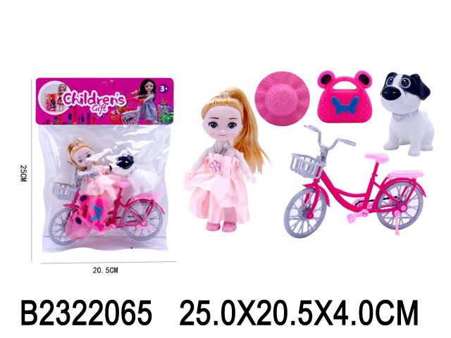 Кукла 2655 (2322065) Малышка с велосипедом в пак.25х20х4см