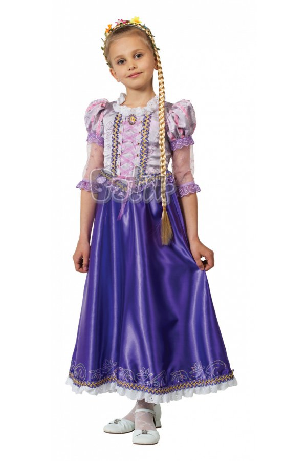 Костюм Принцесса Рапунцель 7065 р-р 32-128 (платье, ободок с косой) Батик