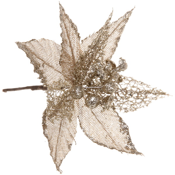 Цветок декоративный 196-958 Пуансеттия-волшебство шампань 15см
