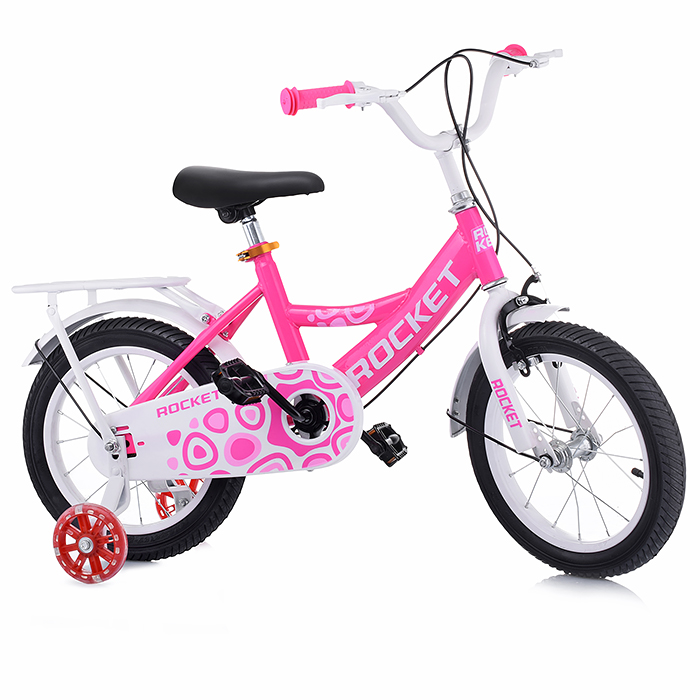 Велосипед 14" 0017 ROCKET 2-х колесный, надувн.колеса (розовый)