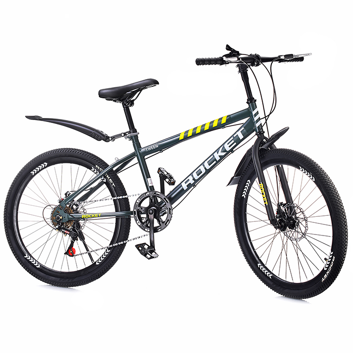 Велосипед 24" 0013 ROCKET подростковый 6 скоростей серый/черный/зеленый
