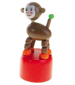 Игрушка дерев.1324 Дергунчики Обезьянка в пакете Рыжий кот  — продажа оптом и в розницу в интернет-магазине игрушек «Флинт»