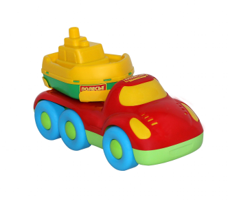Машина 48370 Дружок +кораблик Буксир Полесье  — продажа оптом и в розницу в интернет-магазине игрушек «Флинт»