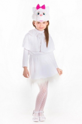 Костюм Кошечка 89024 белая плюш.(юбка, накидка, шапочка) Карнавалия  — продажа оптом и в розницу в интернет-магазине игрушек «Флинт»