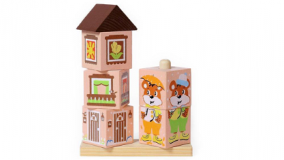 Кубики на палочке 4545-3 Мишка дерев.Томик  — продажа оптом и в розницу в интернет-магазине игрушек «Флинт»