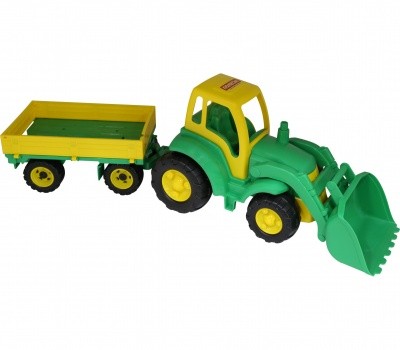 Трактор Чемпион 0520 с ковшом и прицепом Полесье  — продажа оптом и в розницу в интернет-магазине игрушек «Флинт»