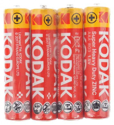 Батарейка Kodak R03 в стяжке 4шт.Цена за 1шт.!  — продажа оптом и в розницу в интернет-магазине игрушек «Флинт»