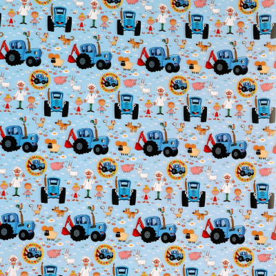 Бумага упаковочная 79809 Синий трактор 70х100см  — продажа оптом и в розницу в интернет-магазине игрушек «Флинт»