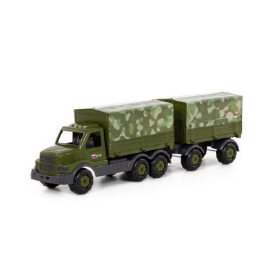 Машина 48653 Сталкер бортовой тент военный с прицепом Полесье  — продажа оптом и в розницу в интернет-магазине игрушек «Флинт»