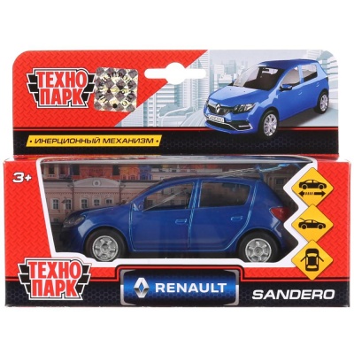 Машина 17-61-RS-N Renault Sandero инерц.метал.модель 12см ТЕХНОПАРК в кор.17,5х7,5х6,5см  — продажа оптом и в розницу в интернет-магазине игрушек «Флинт»