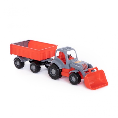 Трактор Силач 45027 с прицепом №1 и ковшом Полесье  — продажа оптом и в розницу в интернет-магазине игрушек «Флинт»
