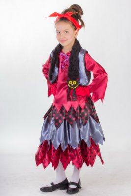 Костюм Баба Яга 85061 рост 134см 7-9лет текстиль Карнавалия (юбка, кофта, шарфик, перчатки)  — продажа оптом и в розницу в интернет-магазине игрушек «Флинт»