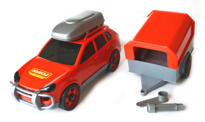 Машина 53688 Легковая с прицепом Полесье  — продажа оптом и в розницу в интернет-магазине игрушек «Флинт»