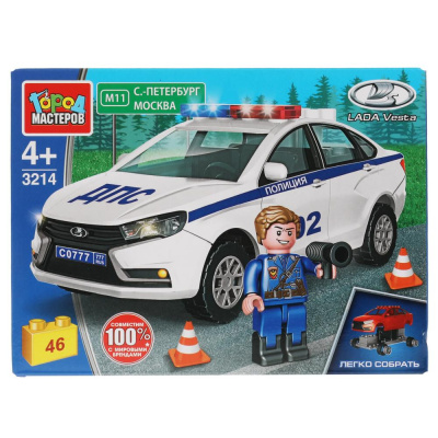 Конструктор 3214-ГМ Полиция 40дет.в кор.19х14х5см 4+  — продажа оптом и в розницу в интернет-магазине игрушек «Флинт»