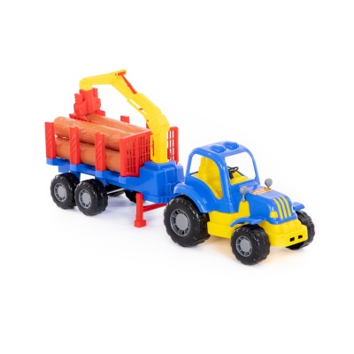 Трактор Силач 45041 с полуприцепом-лесовозом Полесье  — продажа оптом и в розницу в интернет-магазине игрушек «Флинт»